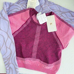Fabletics Set of 2 Crop Tops Magenta Pink  Lilac Purple L